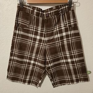 Crocs Brown/White Plaid Kids Size Lg. Shorts. NWT